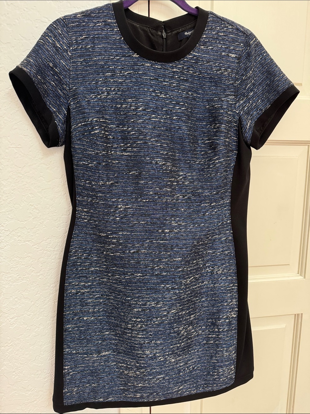 Madewell Blue and Black Short-Sleeve Sheath Dress - Picture 1 of 2